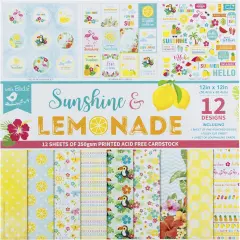 Little Birdie Cardstock Pack 12"X12" 12/Pkg-Sunshine & Lemonade