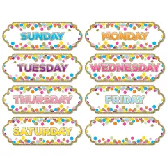 Magnetic Die-Cut Timesavers & Labels, Confetti Days of the Week