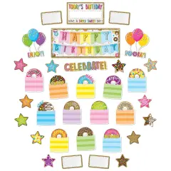 Smart Poly&reg; Mini Bulletin Board Set, Birthday Donutfetti Design, 33 Pieces