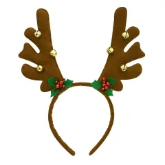 Rudolph Christmas Holiday Antlers Reindeer Headband for xmas Costume With Jingle Bells