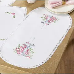 HerrschnersBirdbath Garden Table Runner Stamped Embroidery Multi