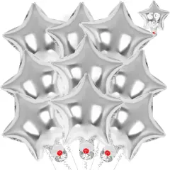 50 Pcs Star Balloons,10 Inch Star Foil Balloons,Star Shaped Balloons Mylar Balloons Helium Balloons for Birthday Party Anniversary Wedding Baby Shower Decorations (10inch-silver)
