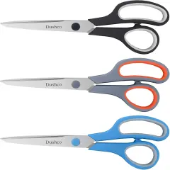 Multipurpose Scissors Bulk Set of 3 Pack, Ultra Durable and Sharp 2.5mm Thick Scissors for Office Home School Sewing Fabric Craft Supplies, Soft Comfort-Grip Right/Left Hand