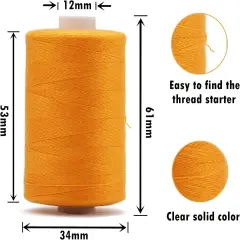 All Purpose Sewing Thread, 42 Spool Assorted 1000 Yards Polyester Threads for Sewing, Handy Polyester Sewing Threads for Sewing Machine - 42 Colors