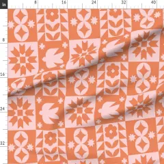 Various Fabrics by the Yard or Fat Quarter Bohemian Geometric Folk Scandi Modern Quilt Boho Minimalist Topper Star Bird Cheater Patchwork Orange Pink Large Scale Traditional Custom Printed Fabric by Spoonflower