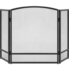 Best Choice Products 47.5x27.25in 3-Panel Steel Mesh Fireplace Screen, Spark Guard w/ Rustic Worn Finish Black