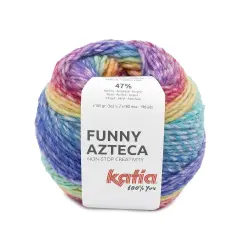 Katia Funny Azteca Premium Wool Blend Yarn Turquoise-fuchsia