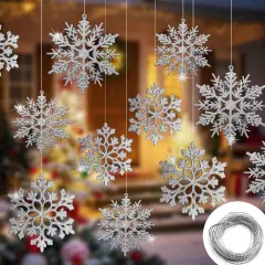 36pcs Christmas Silver Snowflake Ornaments