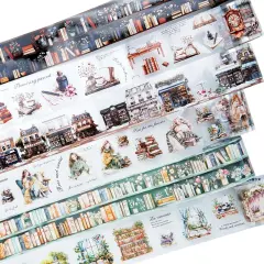 6 Rolls Mixed Pre-Cut and Continuous Tape with Clip (Cozy Reading)