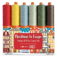 Aurifil Christmas in Europe Thread Set by Gudrun Erla | (6 50wt Cotton Large Spools.)