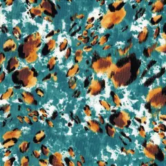 1 Yard DTY Animal Print Fabric Stretch Knit Soft Lightweight Polyester Spandex 58/60 Inch Wide TEAL