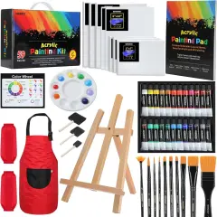 59pcs Acrylic Paint Set - Art Supplies Kit With 24 Non-Toxic Paints