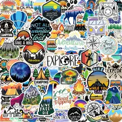 200PCS Camping Stickers - Water Bottles, Outdoor Adventure, Vinyl Waterproof Stickers Packs for Laptop, Travel & Hiking, Bike, Bumper, Suitcase, Luggage, Car, Wilderness, Nature