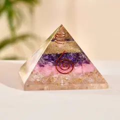 Orgonite Pyramid Seven Chakra Gemstone Orgone Chakra Healing Amethyst Rose Quartz Stone Energy Generator Pyramids for Goodluck Spiritual Healing Meditation Yoga - Office Living Room Decor