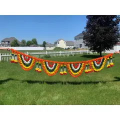 9.6 Feet Jumbo Marigold Jasmine Door Toran Hanging Valance Marygold Festival Garland Puja Diwali Decoration Day of the Dead Dia De Los Muertos Ofrenda Mexican Fiesta Halloween Decor