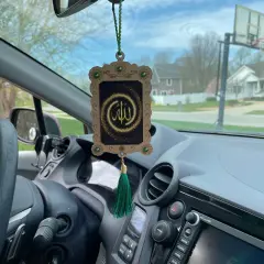 Islamic Car Hanging Ornament Allah Car Rear Mirror Hangers Ornament Photo Frame Allah Muhammad Islamic Ramadan Eid Gift Muslim Car Decor Hanging Charm Decor Accessories (pack of 1)