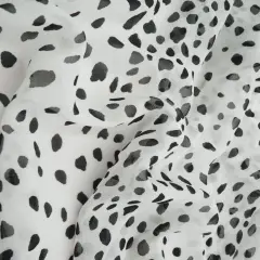 1 Yard Lightweight Animal Print Cotton Chiffon Fabric 70 GSM, 57/58&Prime; Wide IVORY/BLK