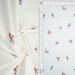 1 Yard Polyester Rayon Spandex 190 GSM Pointelle Ditsy Rib Print Fabric Soft 58/60" Width IVORY