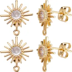 10Pcs/Box 18K Gold Plated Sun Earring Findings