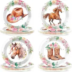 48 PCS Horse Paper Plates for Baby Shower