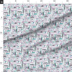 Various Fabrics by the Yard or Fat Quarter Blue, Purple, Gymnastics, Words, Teal, Sport, Gymnast, Athletic, Typography Custom Printed Fabric by Spoonflower