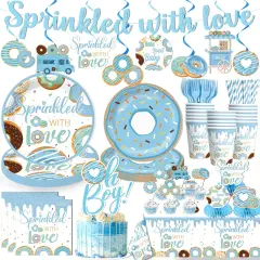 Baby Shower Boy Party Decorations with Tableware Set &ndash; Serves 25 Guests