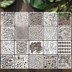 Stencils for Crafts Reusable Texture Stencils Cracked Background Stencil for Painting on Wood Wall Furniture Fabrics