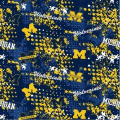 Licensed NCAA University of Michigan Splatter MCHG-835 Cotton Fabric by the Yard