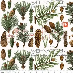 Botanical Pines in White (cd16283-white) | Classic Christmas | J Wecker Frisch | Riley Blake
