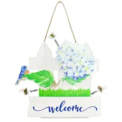 Spring Summer Welcome Door Hanger 3D Wooden Sign Decor