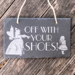 Sign - Slate - Off with your shoes - 12x7in