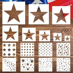 16 Pcs Reusable 4th of July Star Shape Stencils