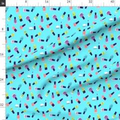 Various Fabrics by the Yard or Fat Quarter Watercolor Nail Polish Blue Makeup Fashion Salon Custom Printed Fabric by Spoonflower