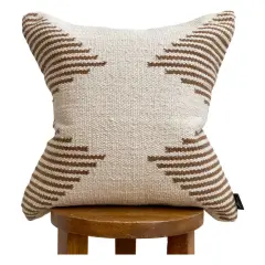 Brown & Beige Striped Modern Boho 20" Pillow Cover &ndash; Handmade, Premium Canvas Backing, Hidden Zipper
