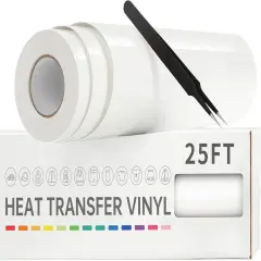 Heat Transfer Vinyl-12&rdquo; x 25ft White Iron on Vinyl Roll for Shirts