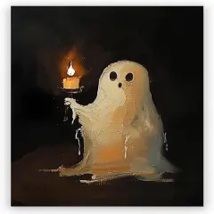 Halloween Cute Ghost Wall Art Decor - 8x12 Inch (Unframed)