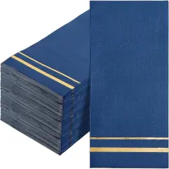 100-Count 3-Ply Disposable Napkins - Blue Paper Napkins Disposable Premium Quality - Dinner Napkins Disposable Soft, Absorbent for Parties, Weddings, Kitchen and Cocktail Beverage