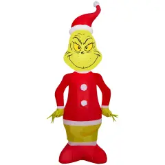 4' Gemmy Airblown Inflatable Christmas Dr. Seuss Grinch in Santa Suit Yard Decoration 883133