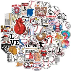 50 Pcs Baseball Stickers, Baseball Vinyl Stickers for Water Bottle, Laptop, Phone, Baseball Gifts, Sport Stickers Baseball Decorations for Teens Boy (Baseball Stickers Decal)