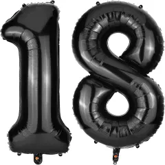 18 Number Balloon Black, 40 Inch Large 18/81 Number Foil Mylar Balloons for 18th Birthday Party Celebration Decorations Supplies, Digital Balloons for Wedding Anniversary Events Decorations