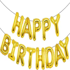Gold Happy Birthday Balloons 16 Inch Mylar Foil Letters Balloons Happy Birthday Banner