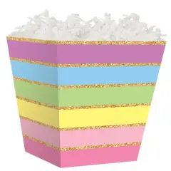 Pack/6: Rainbow Stripes Sweet Treat Boxes - 4 x 4 x 4-1/2"