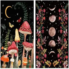 2-Piece Diamond Painting Kits for Adults and Kids，5D DIY Full Drill Round Art Gems Mushroom Forest Diamond Art Perfect for Home Wall Deco Diamond Decor 12"x16"