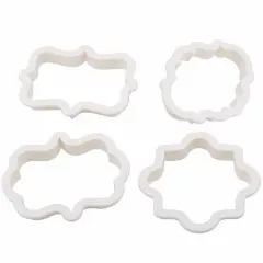 4 PC Plastic Frame Pattern Shape Cookie Cutters Set