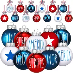 12 Pcs 4th of July Ornaments for Tree 2.4 Inch Patriotic Balls Decorations Red White and Blue Memorial Day Decor
