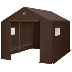 Best Choice Products 10x8ft Outdoor Fabric Storage Shed, Steel Frame, Dual Zipper Doors, Window Brown