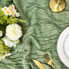Table Runner 10ft Sage Green, Cheesecloth Table Runner 35x120 inch, Christmas Table Runner Gauze Rustic Table Runner for Bridal Shower Decorations, Wedding Thanksgiving Christmas Birthday