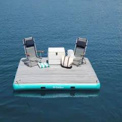 Swimline Inflatable Luxe Dock with Traction Pad and Ladder - 10' x 8' Blue