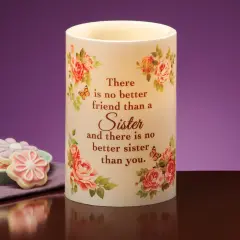 Collections Etc LED Lighted Sentimental Sister Rose Flameless Battery-Operated Candle