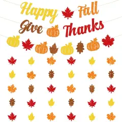 Glittery Happy Fall Banner (	Multicolor)